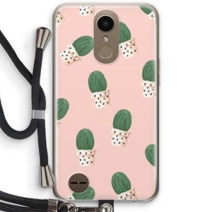Cactusprint roze: LG K10 (2017) Transparant Hoesje met koord