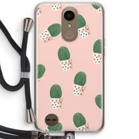 Cactusprint roze: LG K10 (2017) Transparant Hoesje met koord