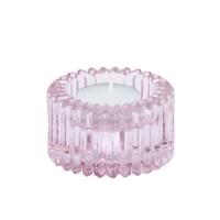 Housevitamin kaarsenhouder duo ribb glas roze 8 cm | 24 stuks
