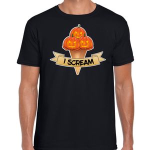 Halloween verkleed t-shirt heren - pompoen - zwart - themafeest outfit - I scream