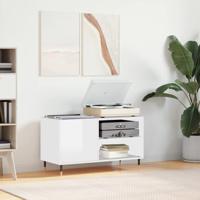Platenkast 85x38x48 cm bewerkt hout hoogglans wit
