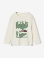 T-shirt voor jongens met Fjord-motief met lange mouwen ecru