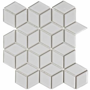 Mozaïek Paris 26.6x30.5 cm Geglazuurd Porselein, Cubic En Glanzend Wit The Mosaic Factory