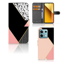 Xiaomi Redmi Note 13 5G Book Case Zwart Roze Vormen