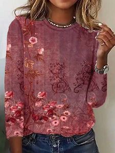 Casual Crew Neck Floral T-Shirt