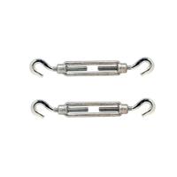 Spanschroeven/draadspanner met 2 haken - 2x - 11 cm - verzinkt staal - 70kg