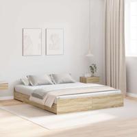 Opbergbedframe met lade Sonoma eiken 135 x 190 cm Bewerkt hout