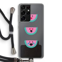Smiley watermeloen: Samsung Galaxy S21 Ultra Transparant Hoesje met koord