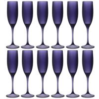 Home Deco Factory Champagneglas - 12x - 13 cl - paars - kunststof - vaatwasserbestendig