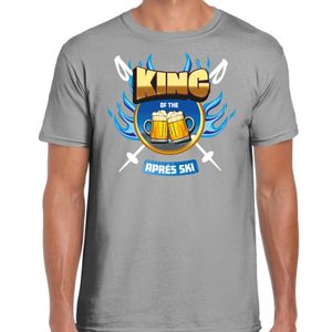 Wintersport verkleed t-shirt voor heren - king of the apres ski - grijs - bier/winter outfit