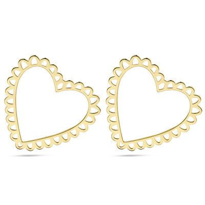 Oorknoppen Hart geelgoud 30 x 31 mm