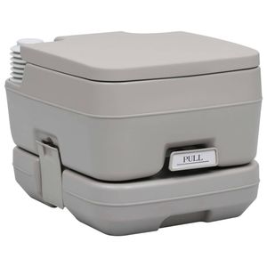 The Living Store Campingtoilet HDPE 10L - T-Spoeling - Grijs