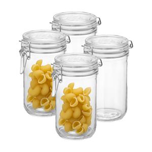 Voorraad/weck pot - 4x - transparant - glas - 17 x 9 cm - 750 ml - Bormioli Rocco