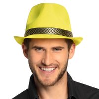 Trilby carnaval/verkleed hoedje geel voor volwassenen - thumbnail