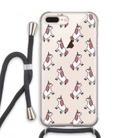 Eenhoorns overal: iPhone 7 PLUS Transparant Hoesje met koord