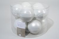 10 kerstballen winterwit emaille 60 mm - Ksd