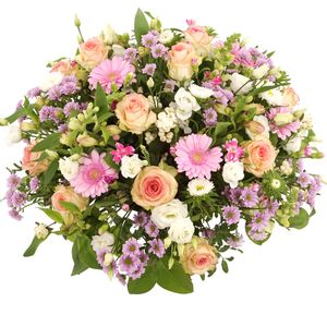 Pastel roze witte rouwbloemen bezorgen