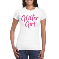 Verkleed T-shirt voor dames - glitter girl - wit - glitter and glamour - carnaval/themafeest