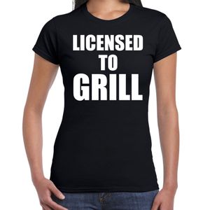 Licensed to grill bbq / barbecue cadeau t-shirt zwart voor dames