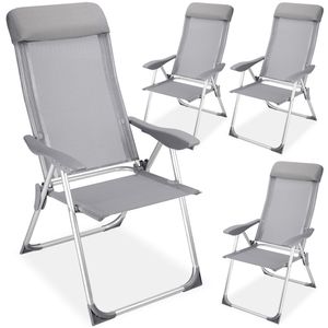 Set van 4 stuks aluminium tuinstoelen met hoge rug