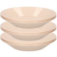 12x ontbijt/diner diepe bordjes van afbreekbaar bio materiaal 21 cm in het eco-beige