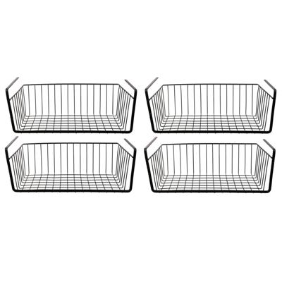 Hangmand voor kast - 4x - metaal - 40 x 26 x 14 cm - zwart - kastmandje - opbergers