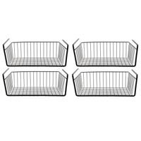 Hangmand voor kast - 4x - metaal - 40 x 26 x 14 cm - zwart - kastmandje - opbergers
