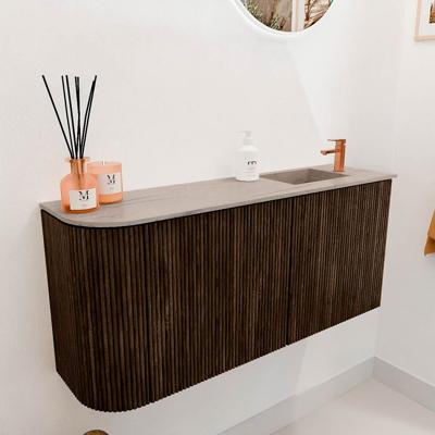 Toiletmeubel Mondiaz Joya Dlux | 91.6 cm | Meubelkleur Walnut | Faye wastafel Saba Wasbak Rechts | 1 kraangat