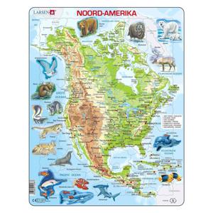 Selecta Larsen legpuzzel kaart noord amerika geografisch met dieren, 66st.