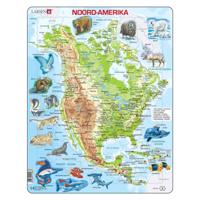 Selecta Larsen legpuzzel kaart noord amerika geografisch met dieren, 66st.