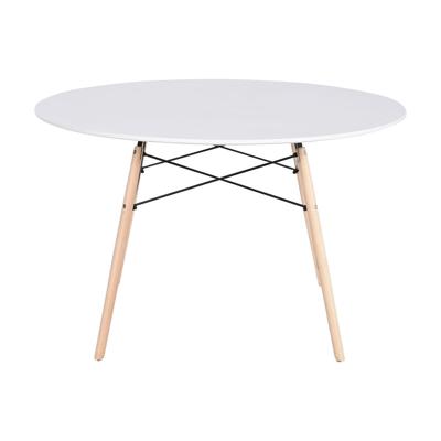 Eettafel Home ESPRIT Wit Zwart Natuurlijk Berken Hout MDF 120 x 120 x 74 cm