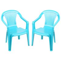 Sunnydays Kinderstoel - 4x - blauw - kunststof - buiten/binnen - L37 x B35 x H52 cm - tuinstoelen - Kinderstoelen
