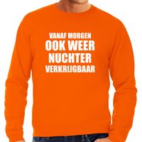 Feest sweater / trui morgen nuchter verkrijgbaar oranje voor heren - Koningsdag/ Nederland/ EK/ WK - thumbnail