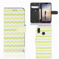 Huawei P20 Lite Telefoon Hoesje Waves Yellow - thumbnail