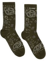 Alanui chaussettes en coton à motif cachemire - Vert