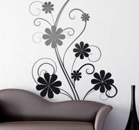 Sticker silhouette plant krullen bloemen - thumbnail