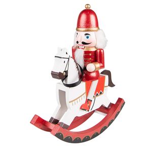 HAES DECO - Kerst Notenkraker Kleur Rood, 24x9x30 cm, Kerstfiguur - Kerstdecoratie