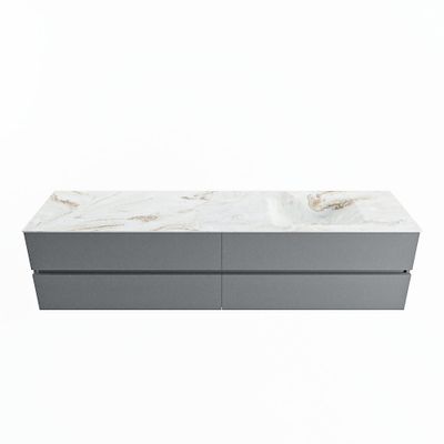 MONDIAZ VICA-DLUX 200cm badmeubel onderkast Plata 4 lades. Inbouw wastafel CLOUD rechts zonder kraangat, kleur Frappe.