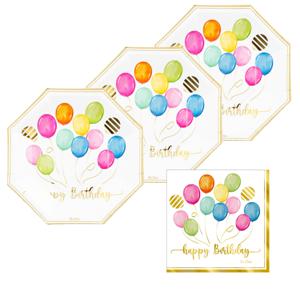 Verjaardag/Feest bordjes/servies set - 16-personen - ballonnen thema - happy birthday - papier