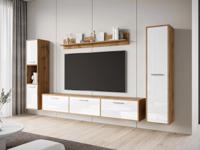 Tv-meubel set IKARON 6 deuren wotan eik/hoogglans wit