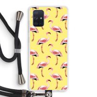 Flamingo's geel: Samsung Galaxy A71 Transparant Hoesje met koord