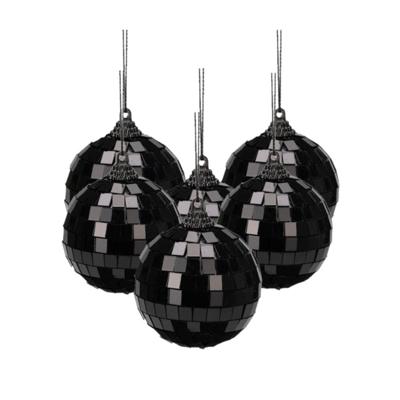 Christmas Decorations Disco kerstbal - 6x - zwart - 6 cm - kunststof en glas - discobol - spiegel Christmas Decorations Disco kerstbal - 6x - zwart - 6 cm - kunststof en glas - discobol - spiegel