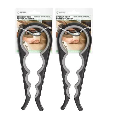 Benson opener voor potten / flessen - 2x - verstelbaar - rubber / kunststof - 22 cm - diverse deksel