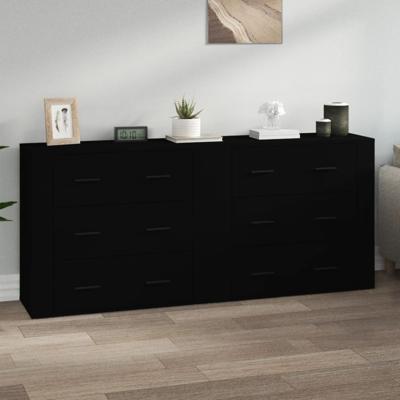Dressoirs 2 st bewerkt hout zwart