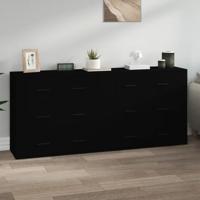 Dressoirs 2 st bewerkt hout zwart