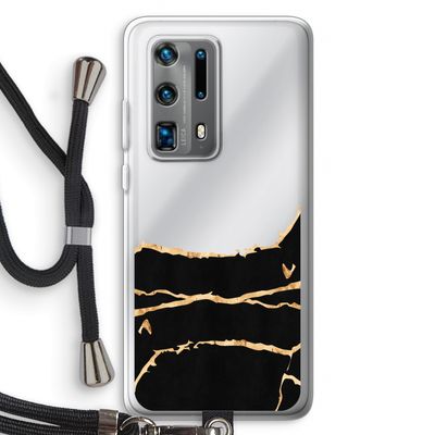 Gouden marmer: Huawei P40 Pro Plus Transparant Hoesje met koord