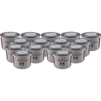 Blik vuur tuinfakkel - 15x - 11 x 7 cm - 4 branduren - verlichting in blik - tuinkaars