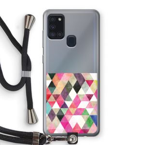 Gekleurde driehoekjes: Samsung Galaxy A21s Transparant Hoesje met koord