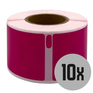 DULA Dymo Compatible labels - Roze - 99010 - S0722370 - Adresetiketten - 10 rollen - 28 x 89 mm - 130 labels per rol