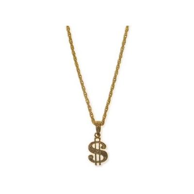Dollar ketting - goudkleurig - verkleedaccessoire - pooier - pimp - gangster sieraden